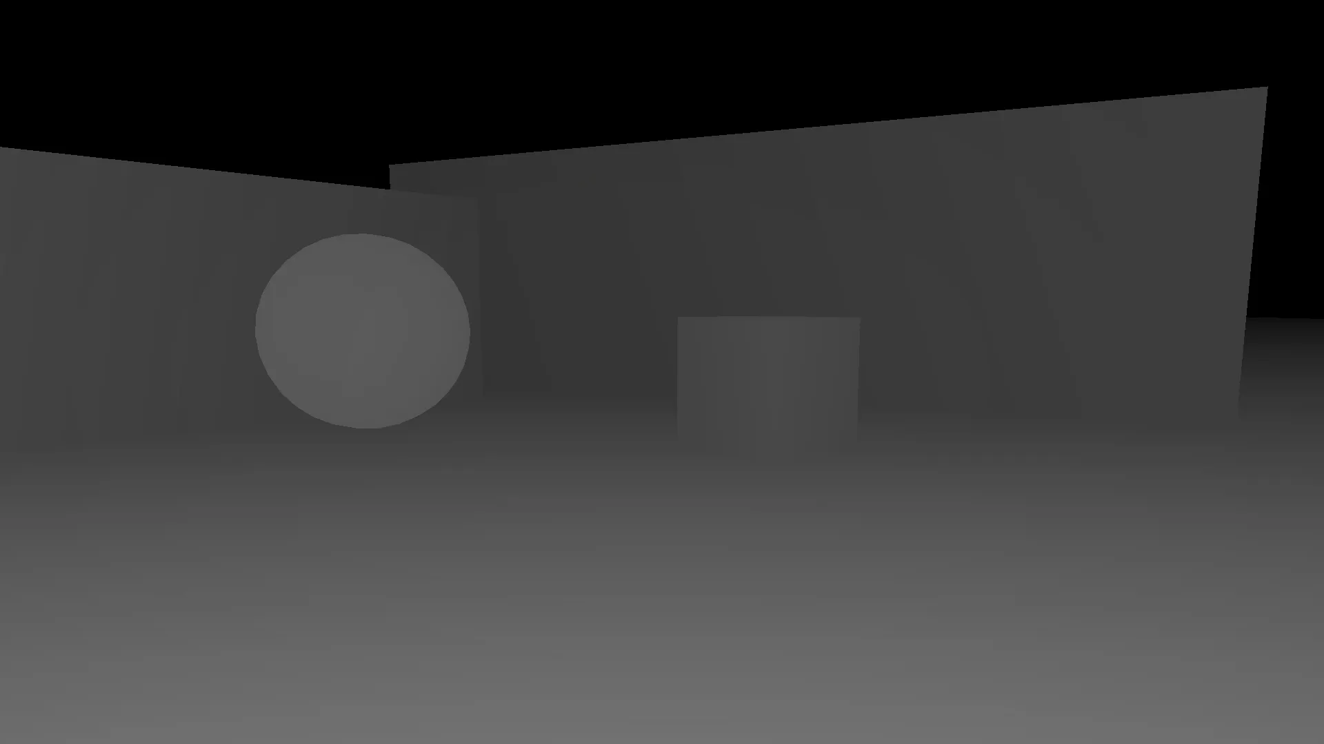 Depth buffer of the test scene, grayscale